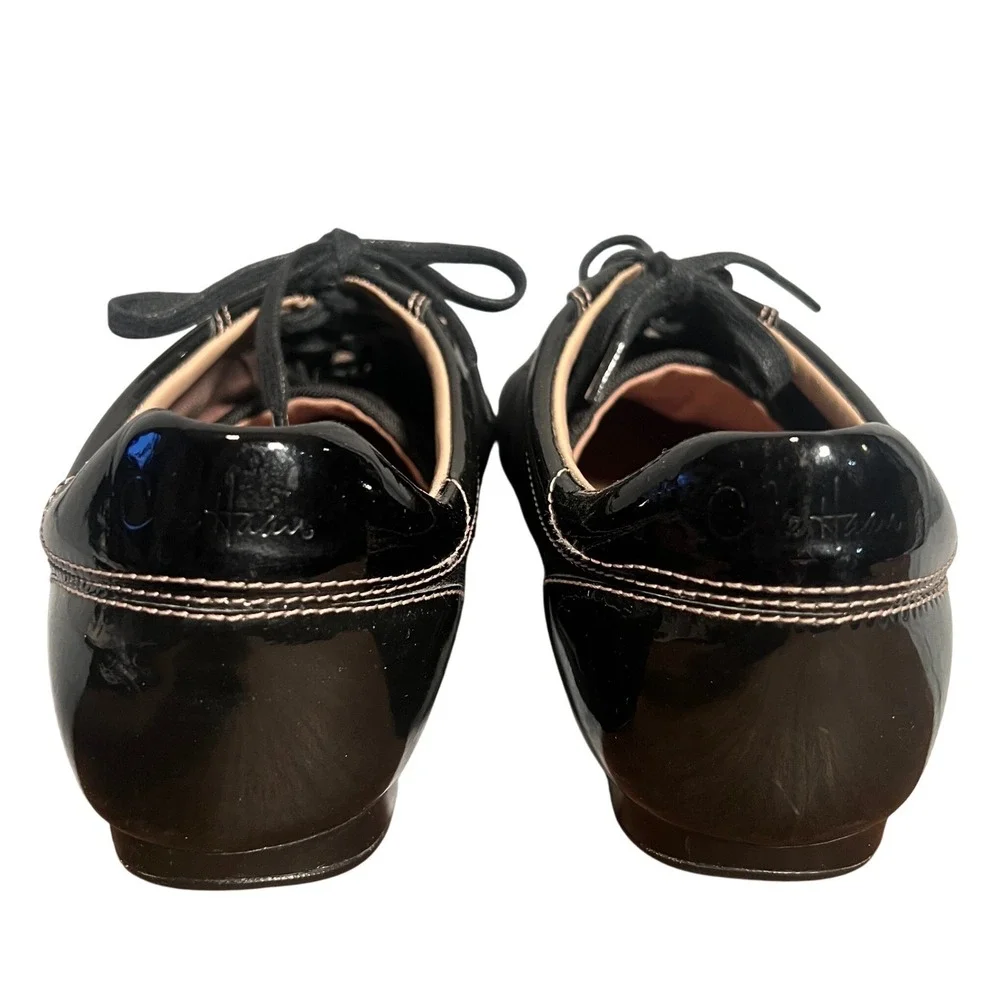Cole Haan Nike Air Women's Size 10B Black Canvas Patent Leather‎ Lace Up Shoes